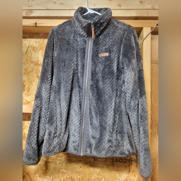 Columbia Gray Sherpa Fleece‎ Jacket Full Zip Ladies Size Medium - Picture 1 of 5